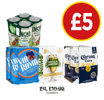 Inch's Cider, Via Roma, Stella Artois, Corona - Now Only £5 at Budgens