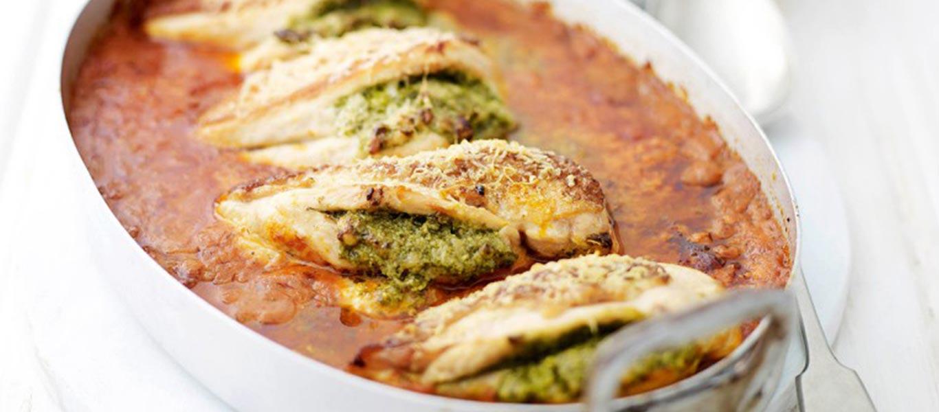 Baked Pesto-Stuffed Chicken Breast