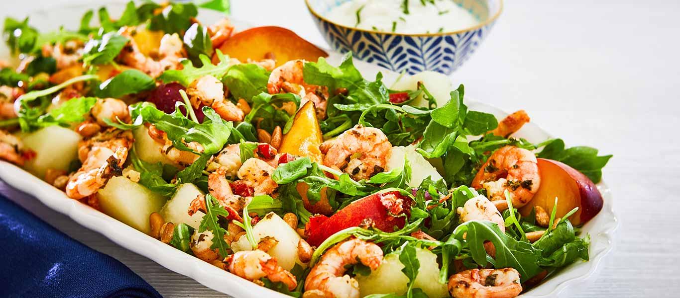 King Prawns with Nectarine and Melon