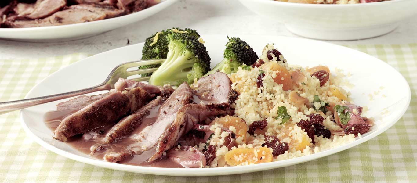 Spiced Roast Lamb with Fruit & Nut Couscous