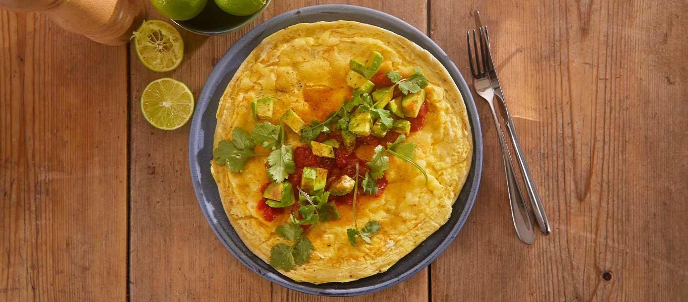 Omelette Wrap with Avocado, Tomato Salsa and Chilli Recipe