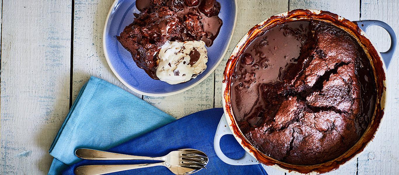 Chocolate, Cherry and Coconut Sponge Pudding