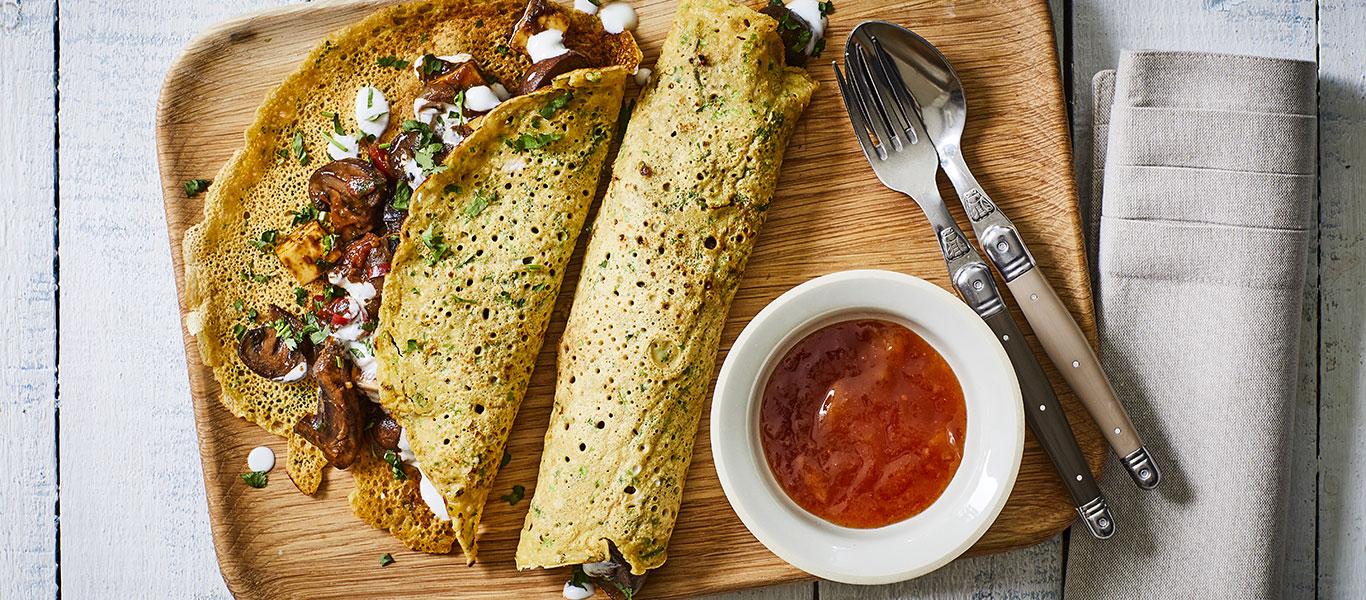 Mushroom and Paneer Dosa