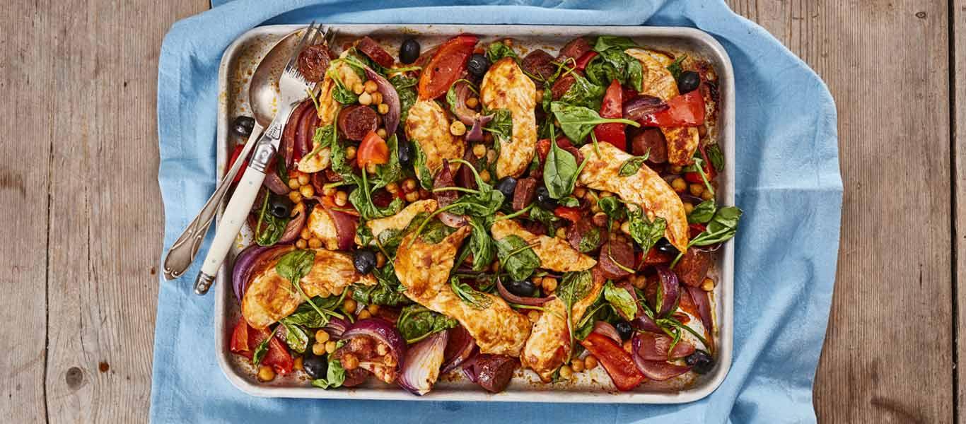 SPANISH CHICKEN AND CHORIZO TRAY BAKE RECIPE