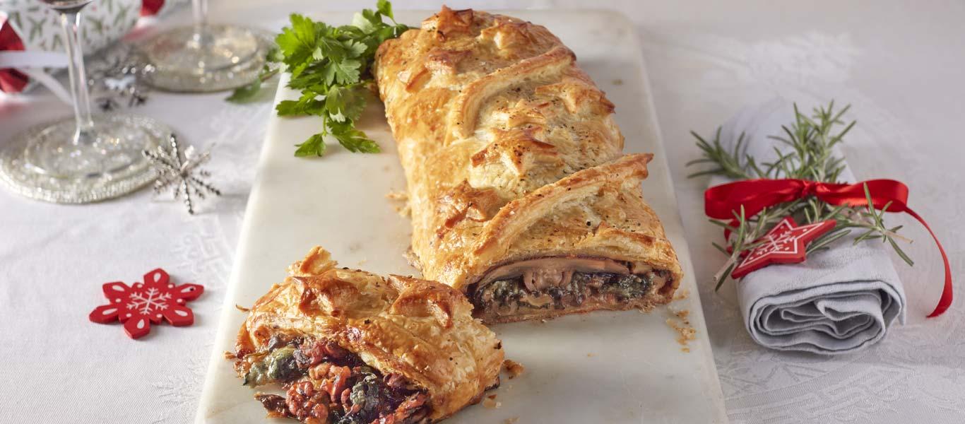 Mushroom Wellington - Beef Wellington Veggie Substitute - Christmas Veggie Dishes