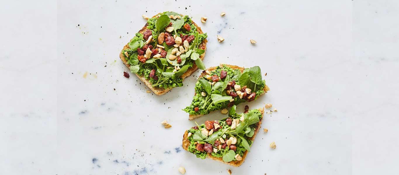 Pea and Chorizo Toast f