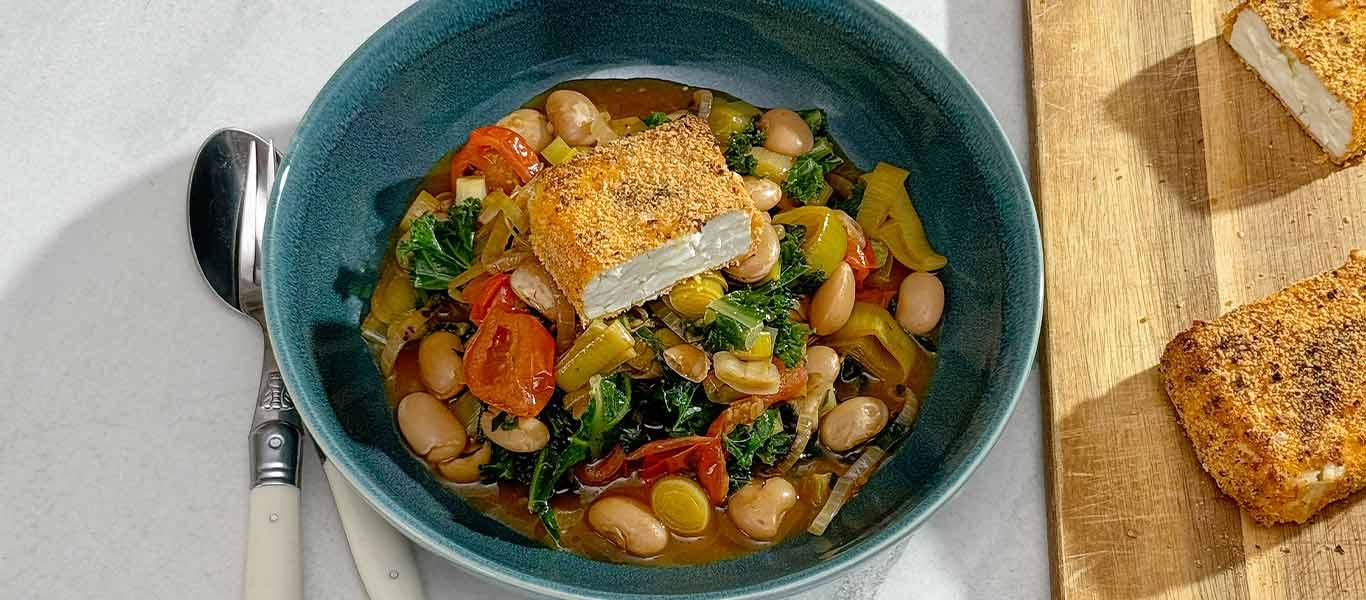 Spiced Crispy Feta And Butter Bean Stew