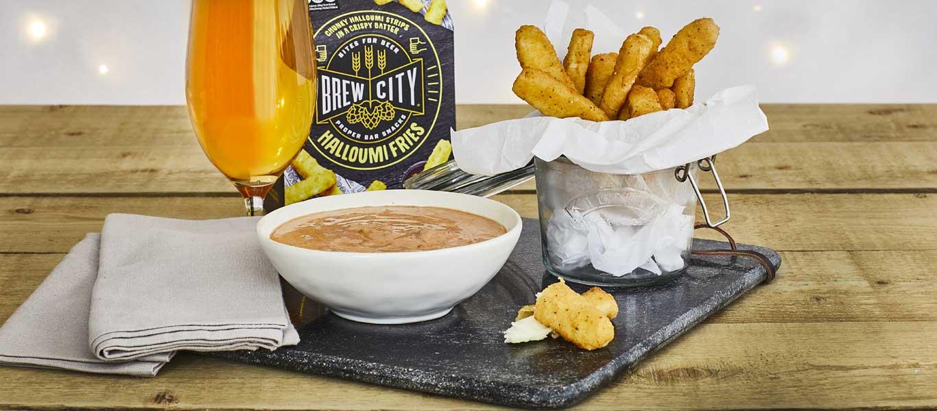 Halloumi Fries and Tomato Chilli Dip