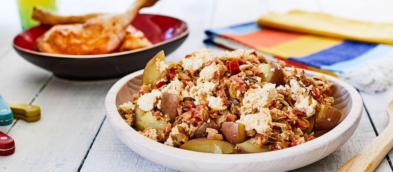 Warm Potato, Tomato and Homemade Cheese Salad