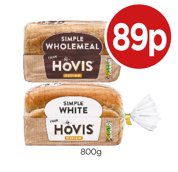 Hovis Simple Wholemeal, White - Now Only 89p at Budgens