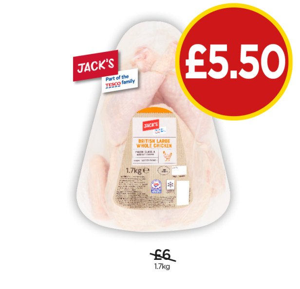 Jack's Large British Whole Chicken - Now Only £5.50 at Budgens