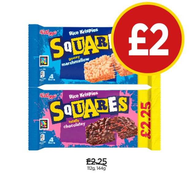 Rice Krispies Squares Marshmallow, Chocolatey - Now Only £2 at Budgens