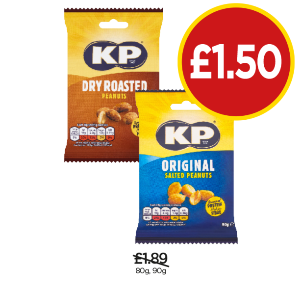 KP Peanuts Dry Roasted, Salted Peanuts - Now Only £1.50 at Budgens