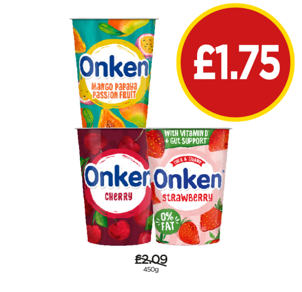 Onken Mango Papaya, Cherry, Strawberry - Now Only £1.75 at Budgens