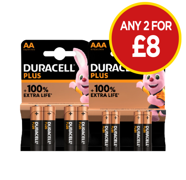 Duracell Plus Batteries AA, AAA - Any 2 for £8 at Budgens