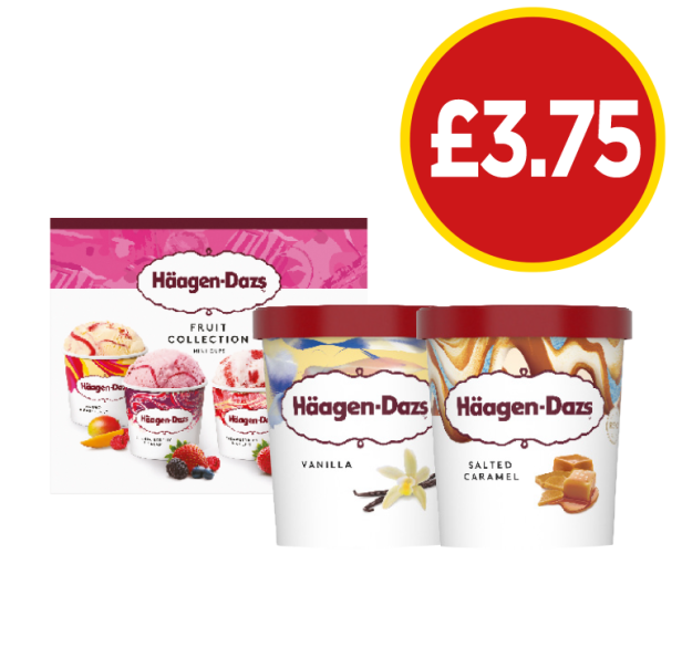 Häagen-Dazs Fruit Collection Pack, Vanilla, Salted Caramel - Now Only £3.75 at Budgens