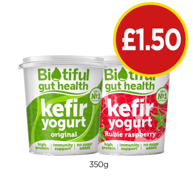 Biotiful Kefir Yoghurt Original, Rubi Raspberry - Now Only £1.50 at Budgens