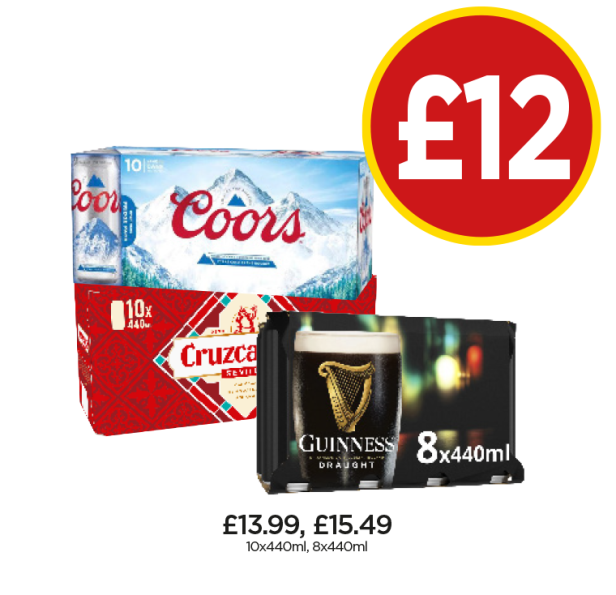 Coors, Cruzcampo, Guinness - Now Only £12 at Budgens