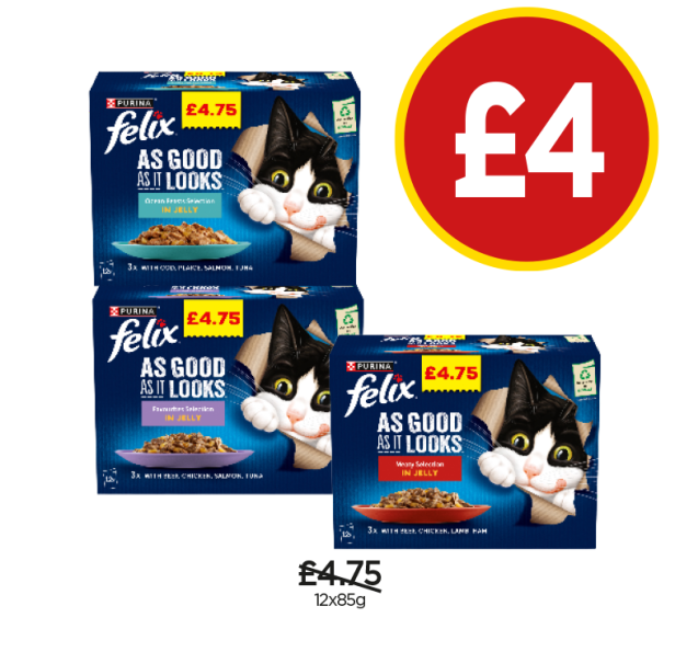 Felix Ocean Feasts, Favourites Selection, Meaty Selection - Now Only £4 at Budgens