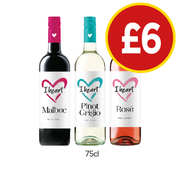 I Heart Wines Malbec, Pinot Grigio, Rosé - Now Only £6 at Budgens