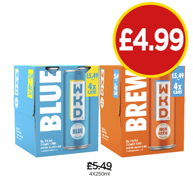 WKD Blue, Iron Brew - Now Only £4.99 each at Budgens
