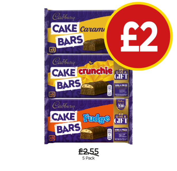 Cadbury Cake Bars Caramel, Crunchie, Fudge - Now Only £2 each at Budgens