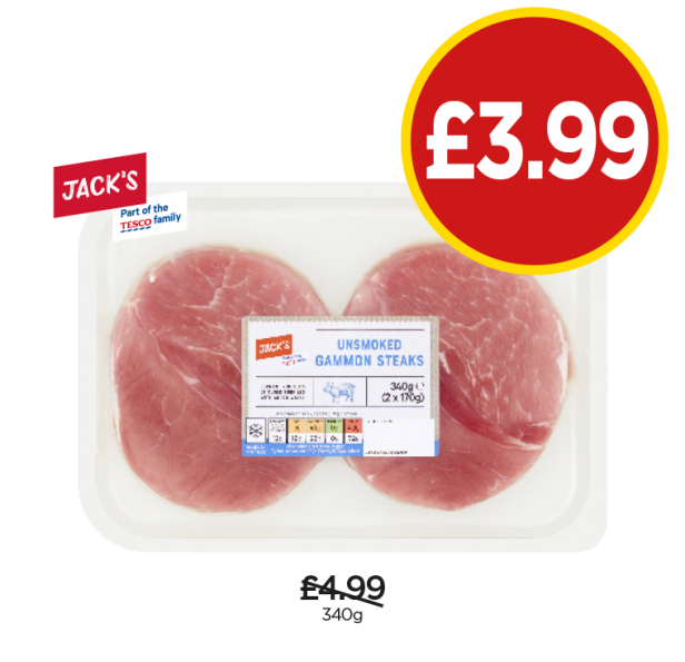 Jack's Unsmoked Gammon Steaks - Now Only £3.99 at Budgens