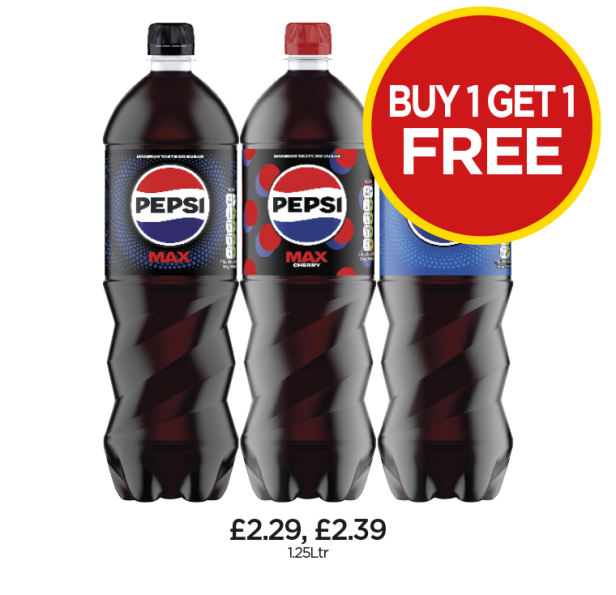 Pepsi, Max, Cherry Max - Buy 1 Get 1 FREE at Budgens