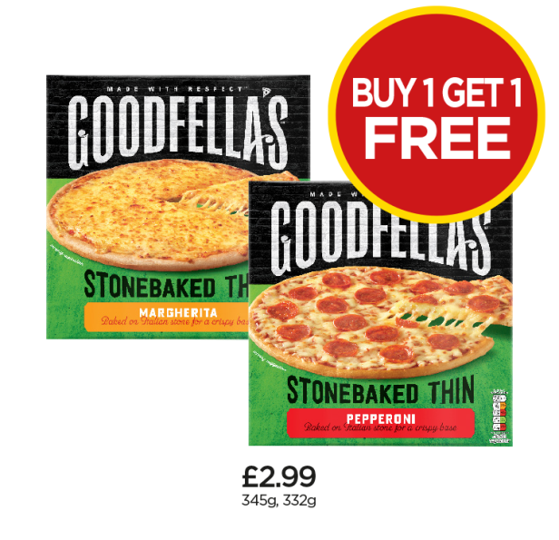 Goodfella's Stonebaked Thin Margherita, Pepperoni - Buy 1 Get 1 FREE at Budgens