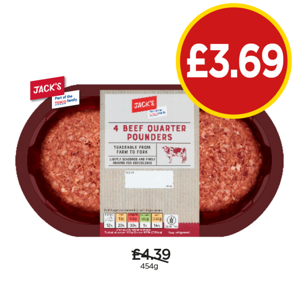 Jack's Beef Quarter Pounders - Now Only £3.69 at Budgens