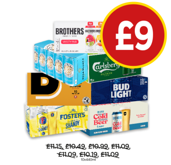 Brothers Variety Pack, Rosa Blanca, Carlsberg, Draught, Bud Light, Fosters Shandy, Brewdog Cold Beer - Now Only £9 at Budgens