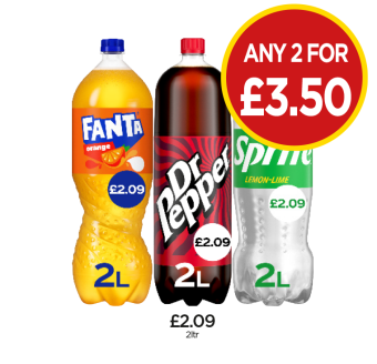 Fanta Orange, Dr Pepper, Sprite - Any 2 for £3.50 at Budgens