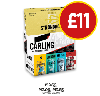 Strongbow, Carling, Brewdog Variety - Now Only £11 at Budgens