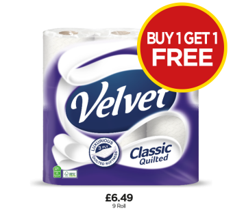 Velvet Classic Quilted - Buy 1 Get 1 FREE at Budgens