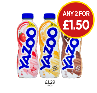 Yazoo Strawberry, Banana, Chocolate - Any 2 for £1.50 at Budgens