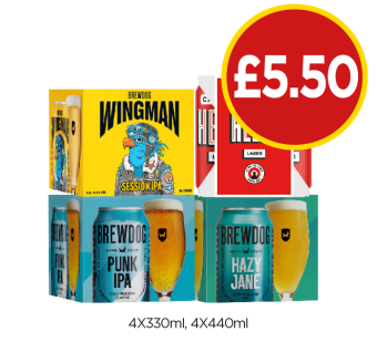 Brewdog Wingman, Camden Hells, Brewdog Punk IPA, Hazy Jane - Now Only £5.50 at Budgens