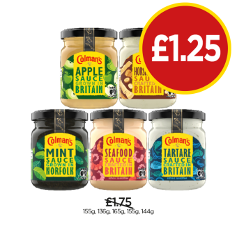 Colman's Sauce Apple, Horseradish, Mint, Seafood, Tartare - Now Only £1.25 at Budgens