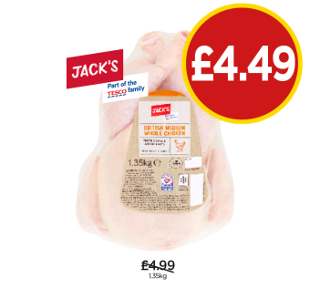 Jack's Medium Whole Chicken - Now Only £4.49 at Budgens