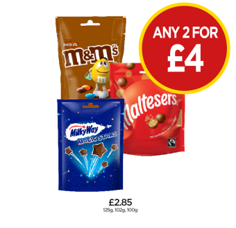 M&M's Chocolate, Maltesers, Milky Way Magic Stars - Any 2 for £4 at Budgens