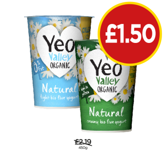 Yeo Valley Organic Natural, 0% Fat - Now Only £1.50 at Budgens