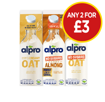 Alpro Oat, No Sugars Almond, Oat - Any 2 for £3 at Budgens