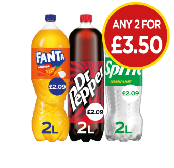 Fanta Orange, Dr Pepper, Sprite - Any 2 for £3.50 at Budgens