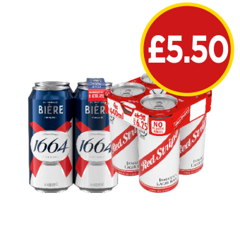 Kronenbourg, Red Stripe - Now Only £5.50 at Budgens