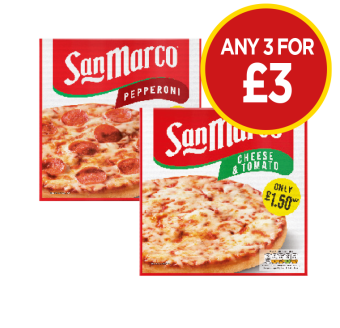 San Marco Pizza Pepperoin, Cheese & Tomato - Any 3 for £3 at Budgens