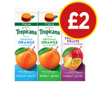 Tropicana Smooth Orange, Original, Tropical Fruits - Now Only £2 at Budgens