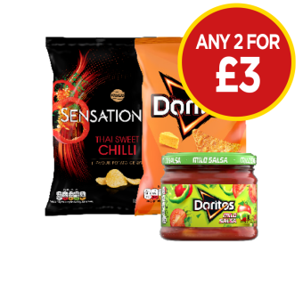 Walkers Sensations, Doritos, Mild Salsa - Any 2 for £3 at Budgens