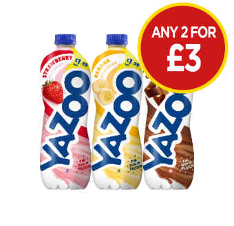 Yazoo Strawberry, Banana, Chocolate - Any 2 for £3 at Budgens