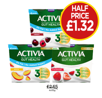 Activia Cherry, Peach, Strawberry - Now Half Price Only £1.32 at Budgens