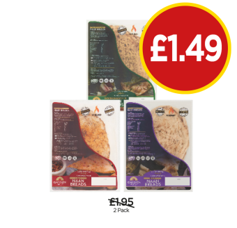 Clay Oven Naan Breads Plain, Garlic & Coriander, Spicy - Now Only £1.49 at Budgens