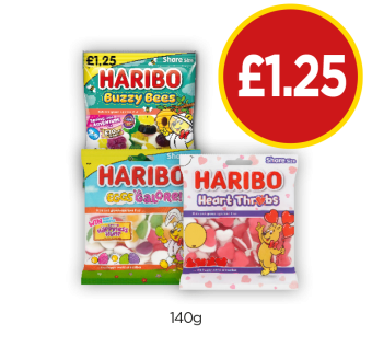 Haribo Buzzy Bees, Eggs Galore, Heart Throbs - Now Only £1.25 at Budgens